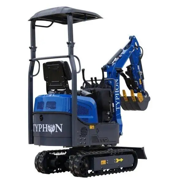 TYPHON TERROR XI STORM Mini Excavator – 1.1 Ton Trench Digger with Boom Swing, Hydraulic Thumb Clip, Bucket USA